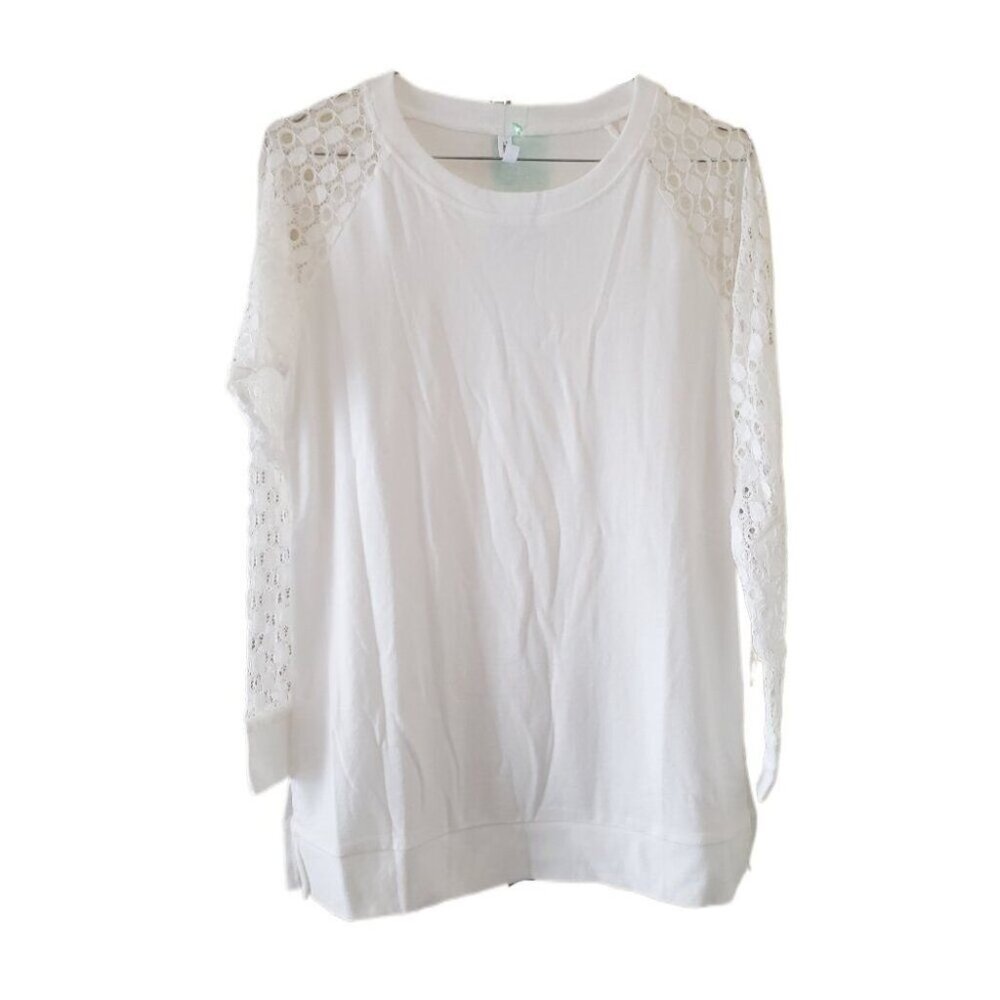 New Taohuadao Lace Long Sleeve Split Tunic Top